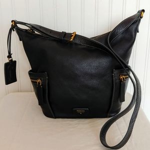 Fossil Cow Hide Leather Carryall Satchel Crossbody